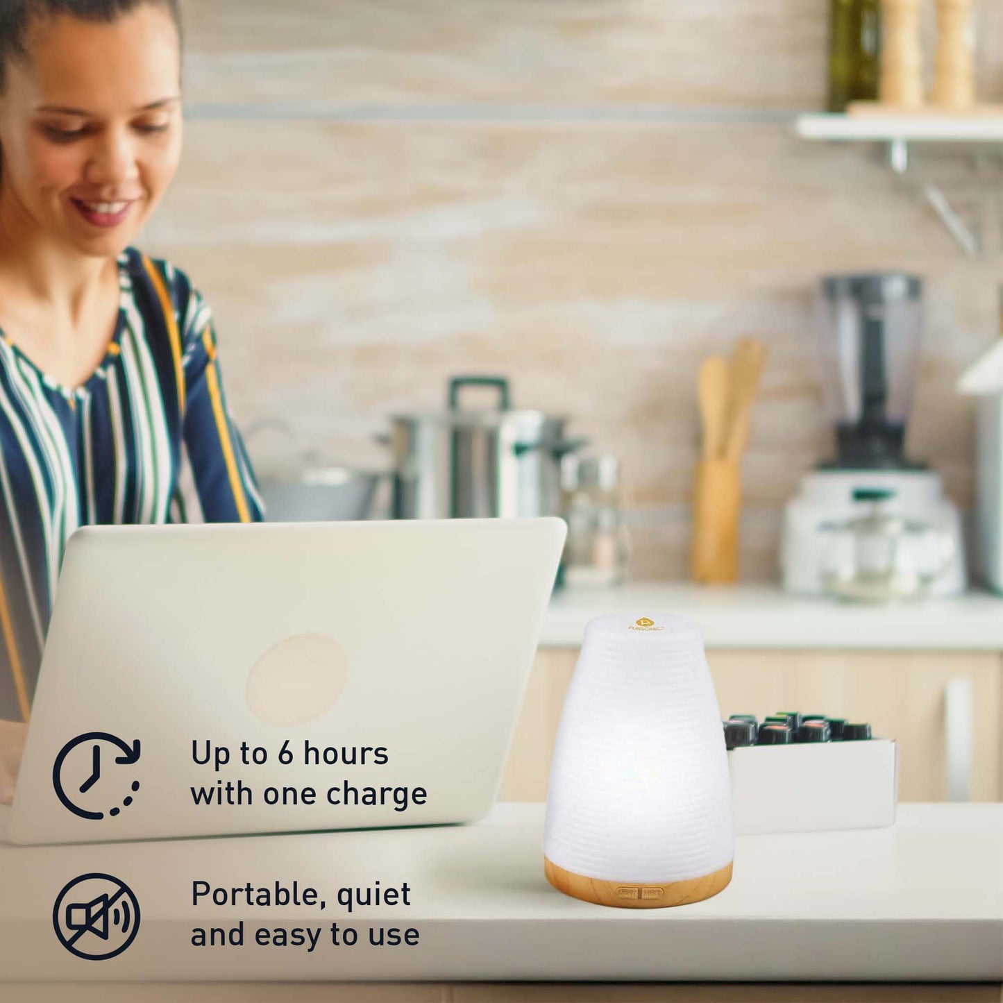 Pursonic USB Aroma Diffuser & True HEPA Air Purifier Bundle – Clean Air & Relaxing Aromatherapy Anywhere!