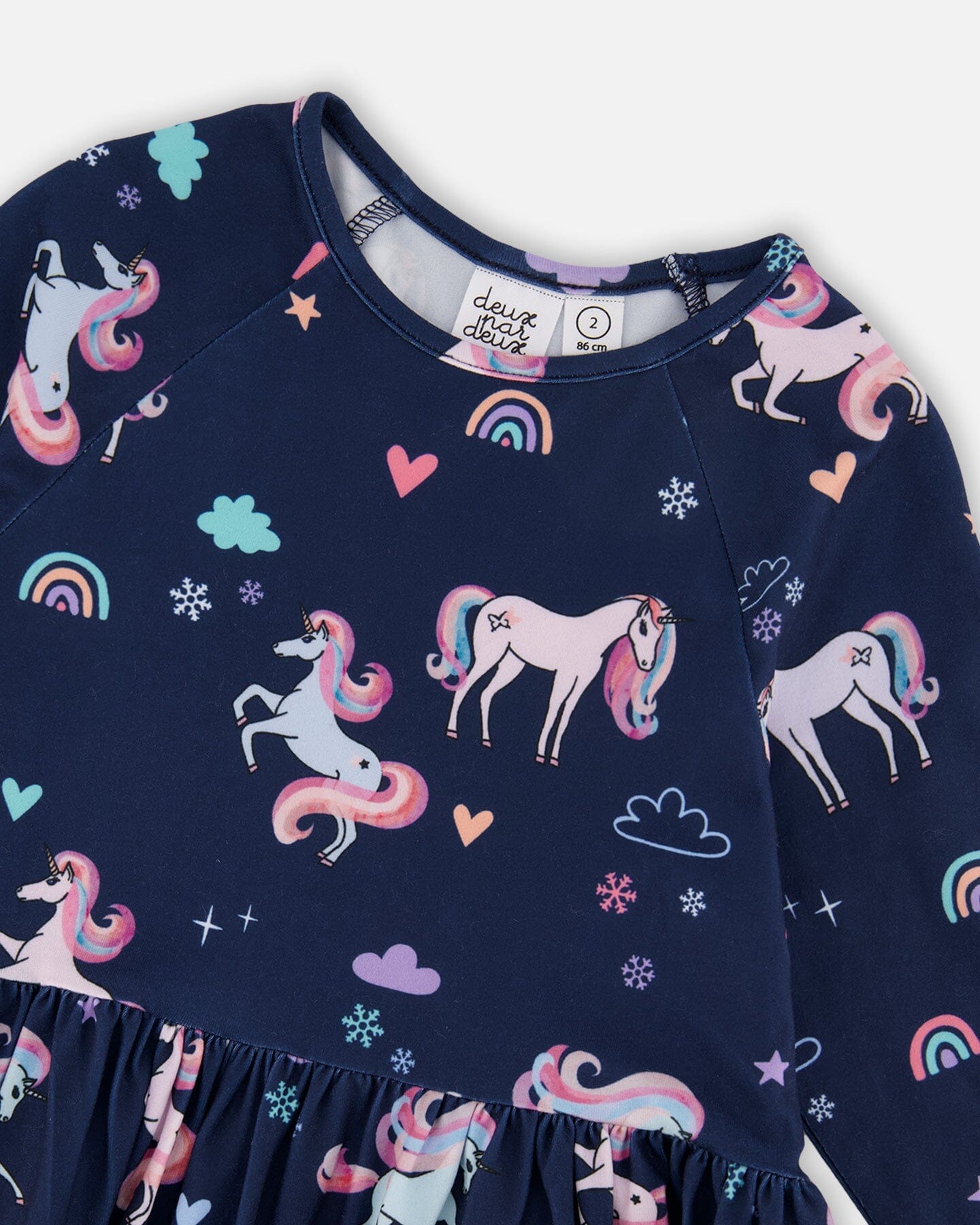 Jersey Dress With Pockets Navy Unicorn Print