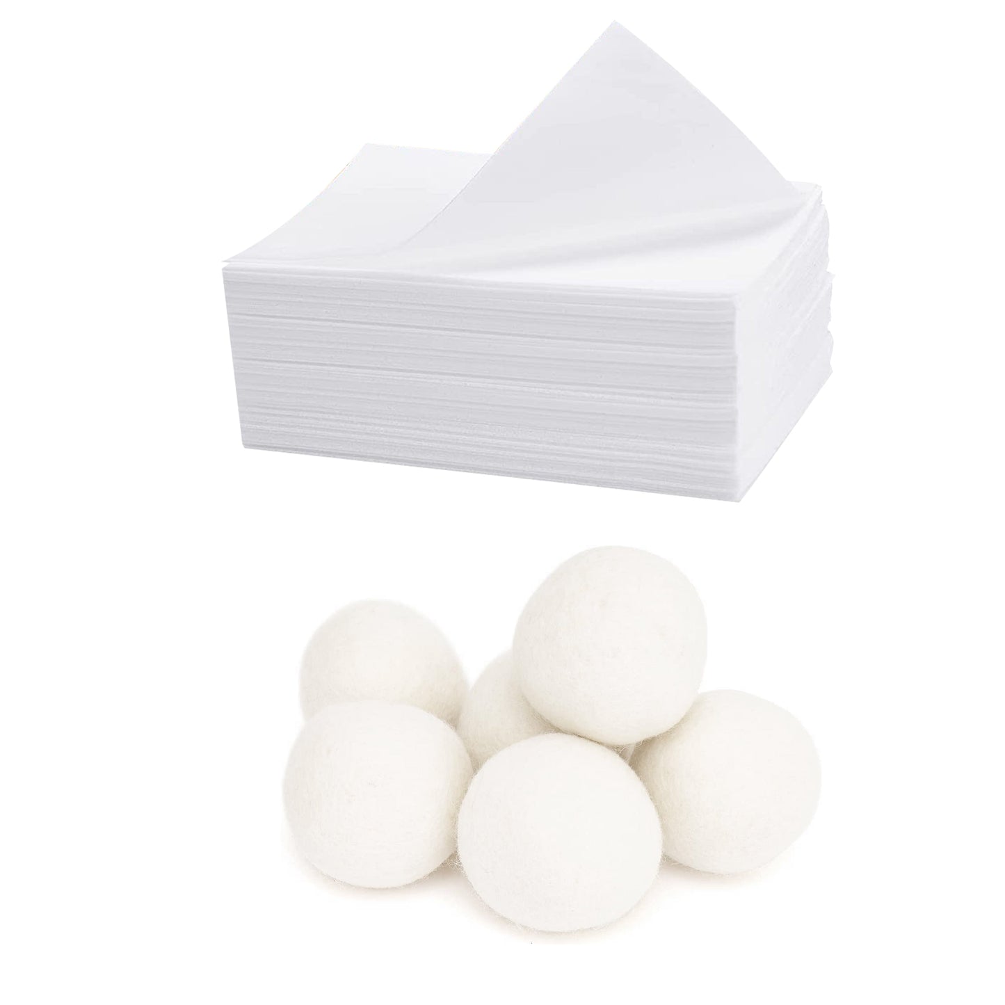 Laundry Care Essentials Bundle: 100 Detergent Sheets + 6 Wool Dryer Balls Pack