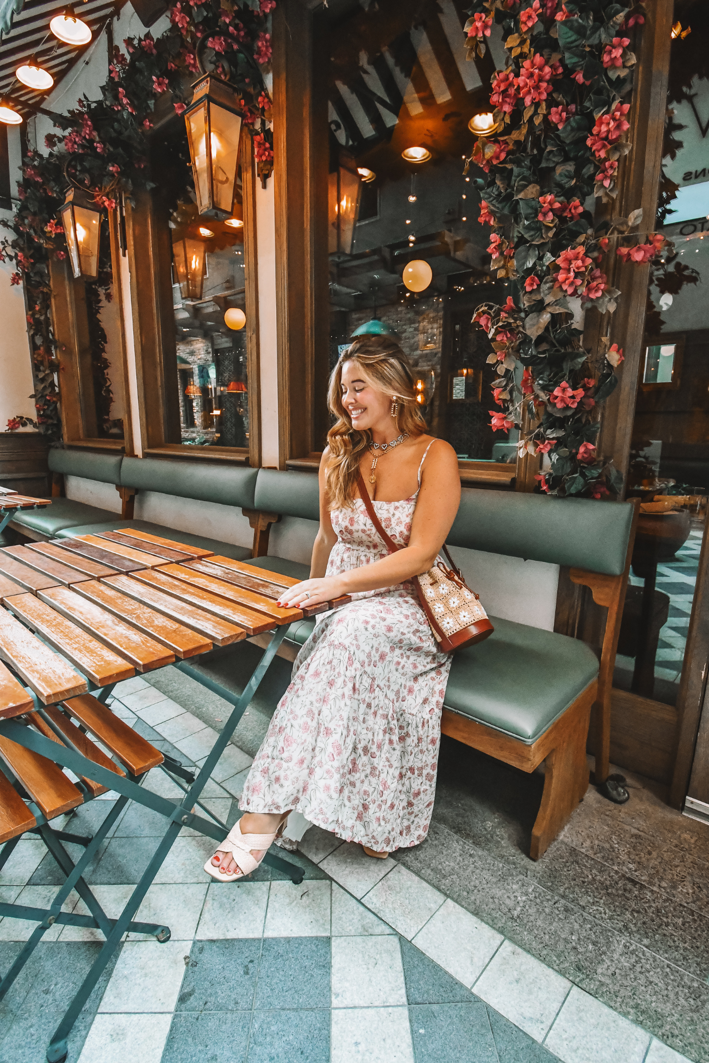 Strappy Tiered Maxi Dress in Pink Florals