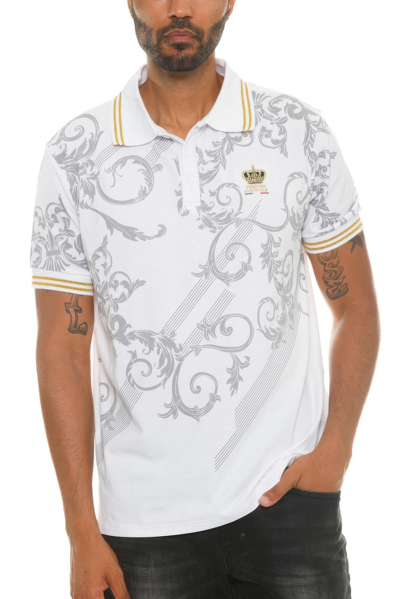 Version Couture Polo Button Down Shirt White
