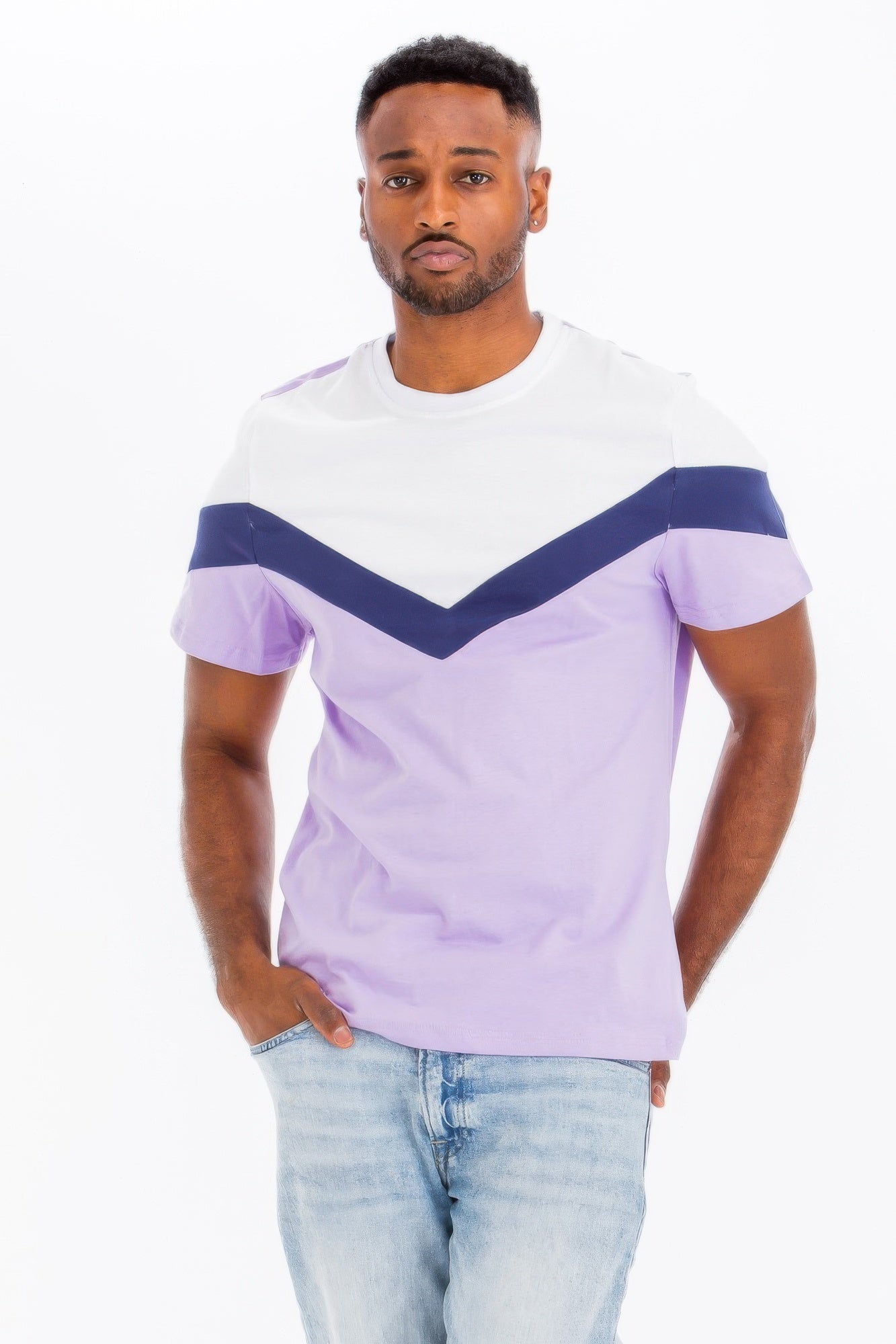 Color Block Tshirt Lilac Blue
