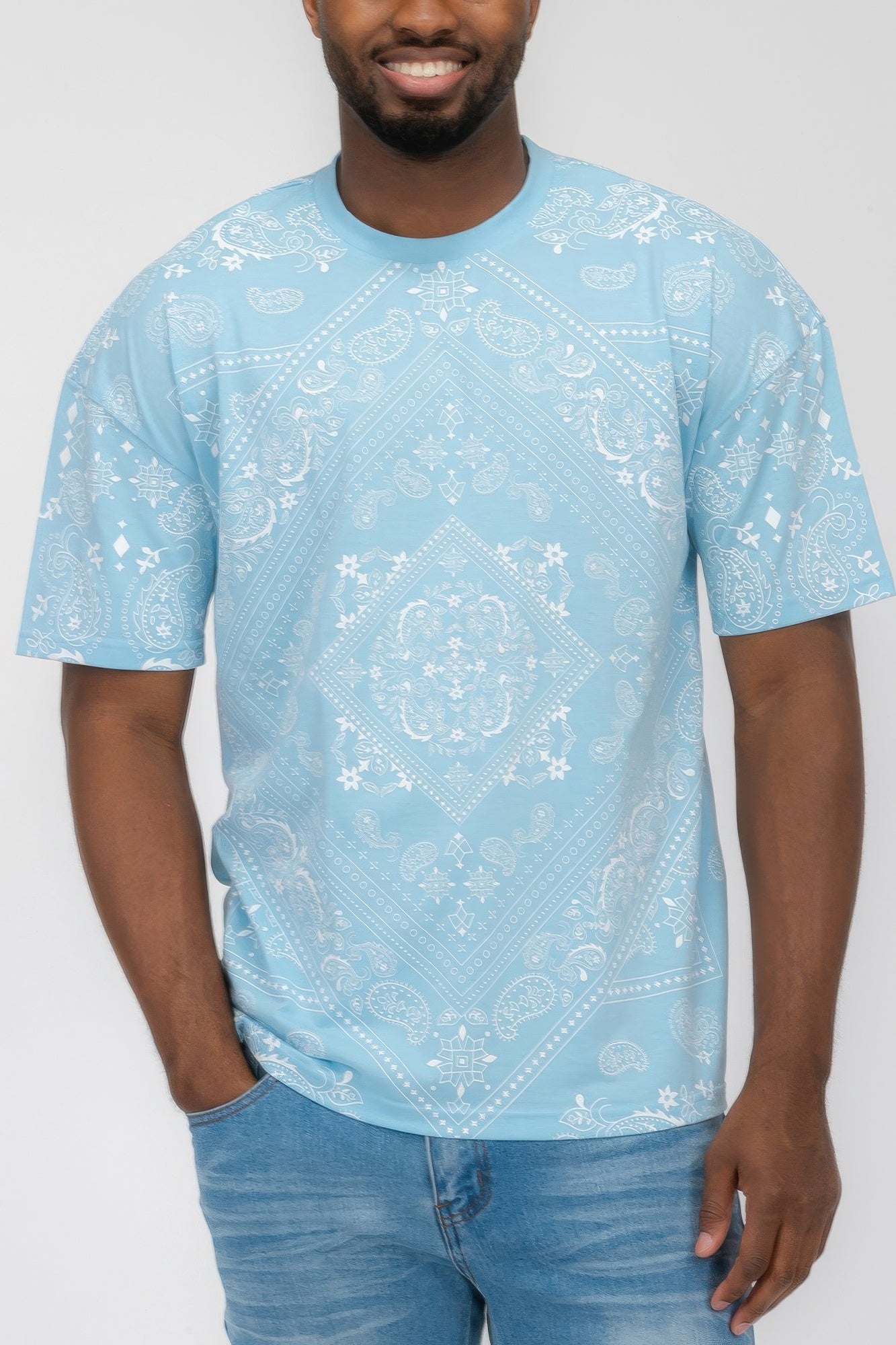 Bandana Print All Over T-shirt Sky White