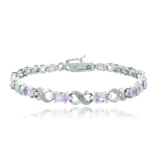 10.00 CT Genuine Amethyst Infinity Bracelet Embellished with  Crystals in 18K White Gold Plated Elsy Style Bracelet