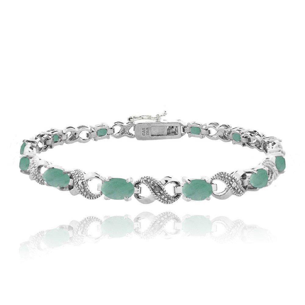 10.00 CT Genuine Opal Infinity Bracelet Embellished with  Crystals in 18K White Gold Plated Elsy Style Bracelet