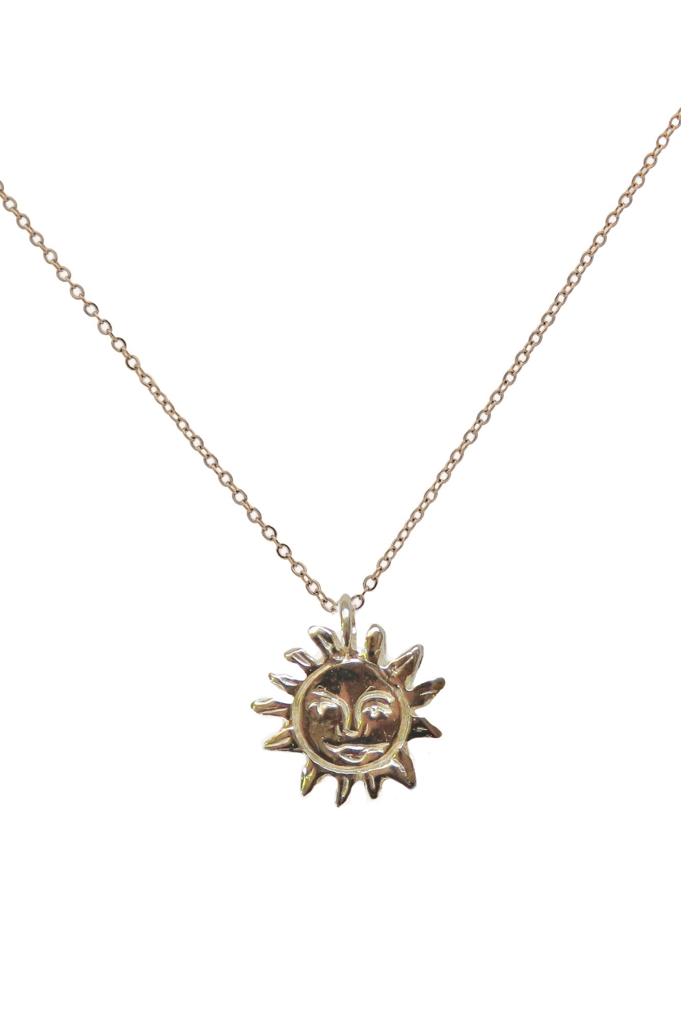 Golden Sun Charm Talisman Necklace - Brass