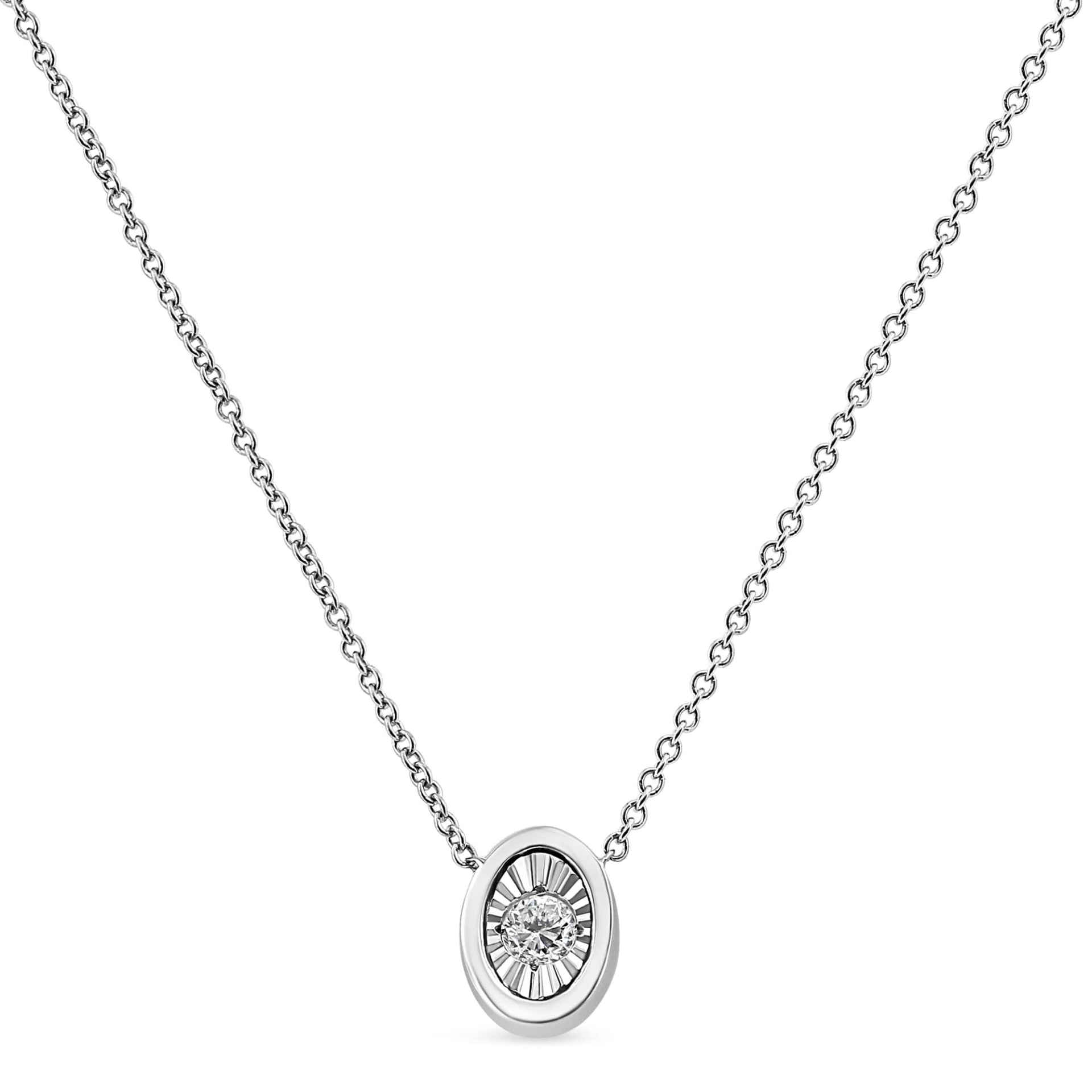 10K White Gold 1/10 Cttw Miracle Set Round-Cut Diamond 18" Pendant Necklace - Choice of Shape