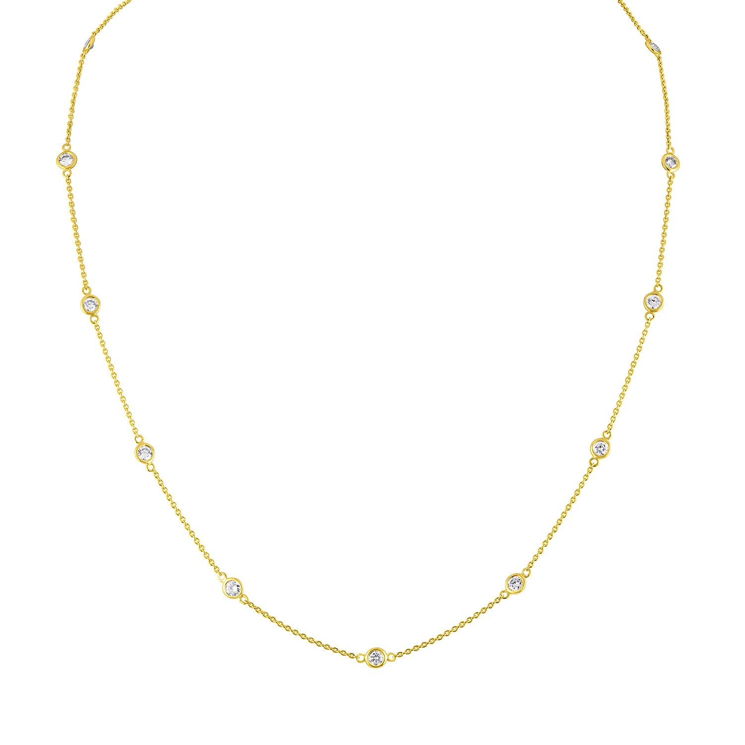 14K Gold Diamond Station Necklace (1 1/10 cttw, H-I Color, VS2-SI1 Clarity)