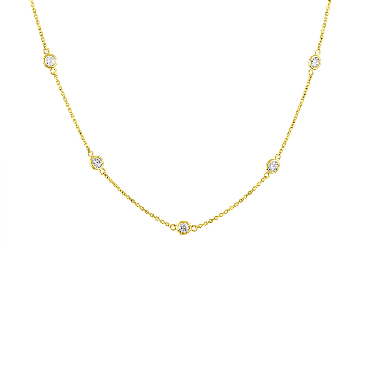 14K Gold Diamond Station Necklace (1 1/10 cttw, H-I Color, VS2-SI1 Clarity)