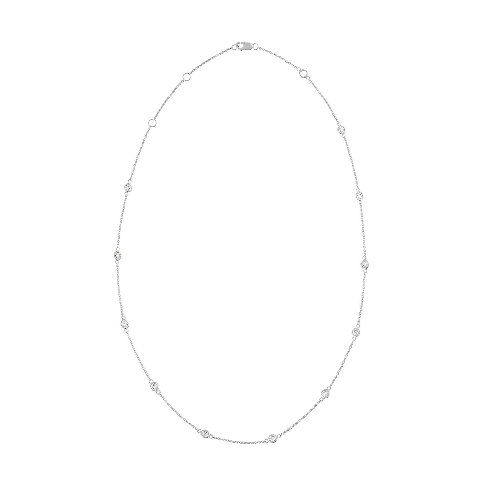 14K Gold Diamond Station Necklace (1 1/10 cttw, H-I Color, VS2-SI1 Clarity)