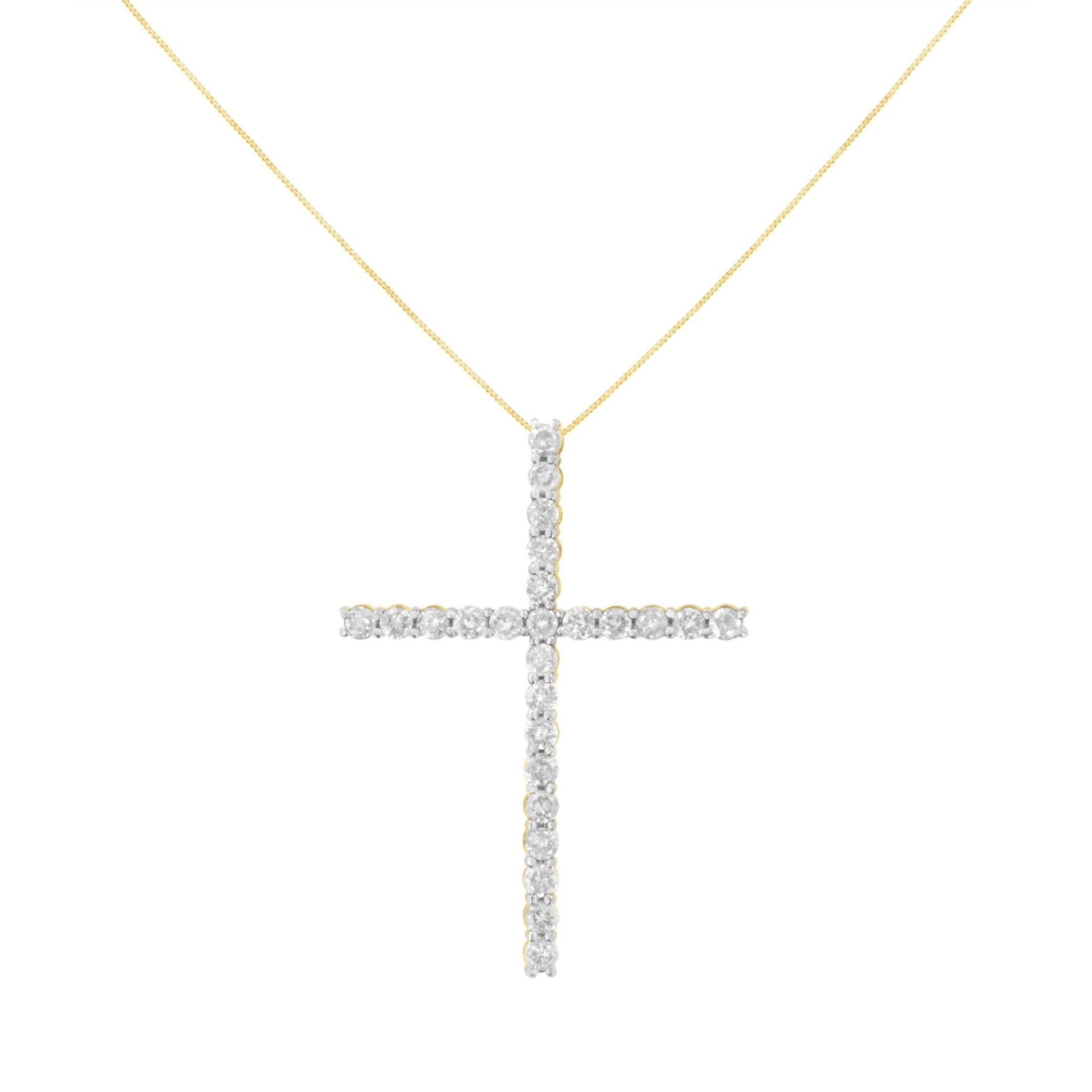 .925 Sterling Silver 2 1/2 cttw Diamond Cross Pendant Necklace (H-I, I2-I3)