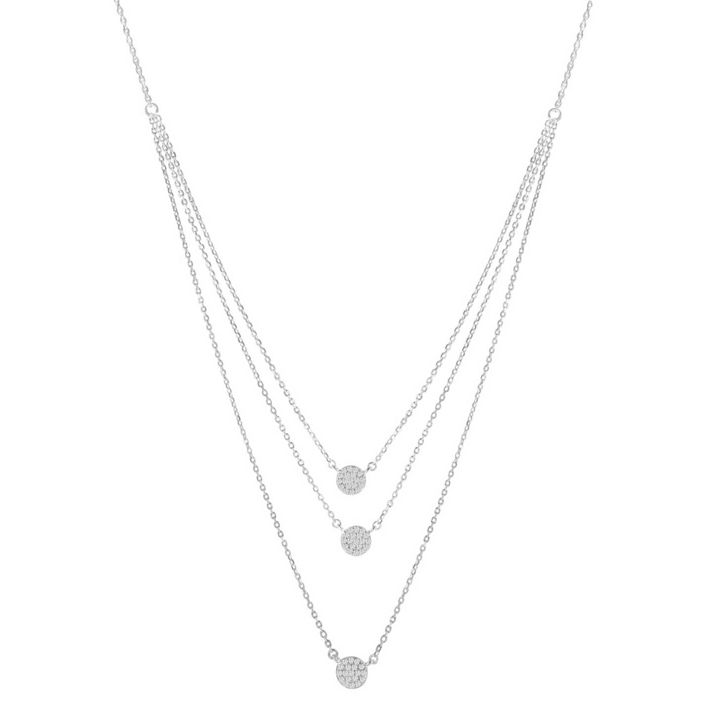 .925 Sterling Silver 1/2 Cttw Round Diamond Medallion Multi-Strand Tri Pendant 18" Necklace (H-I Color, I2-I3 Clarity)