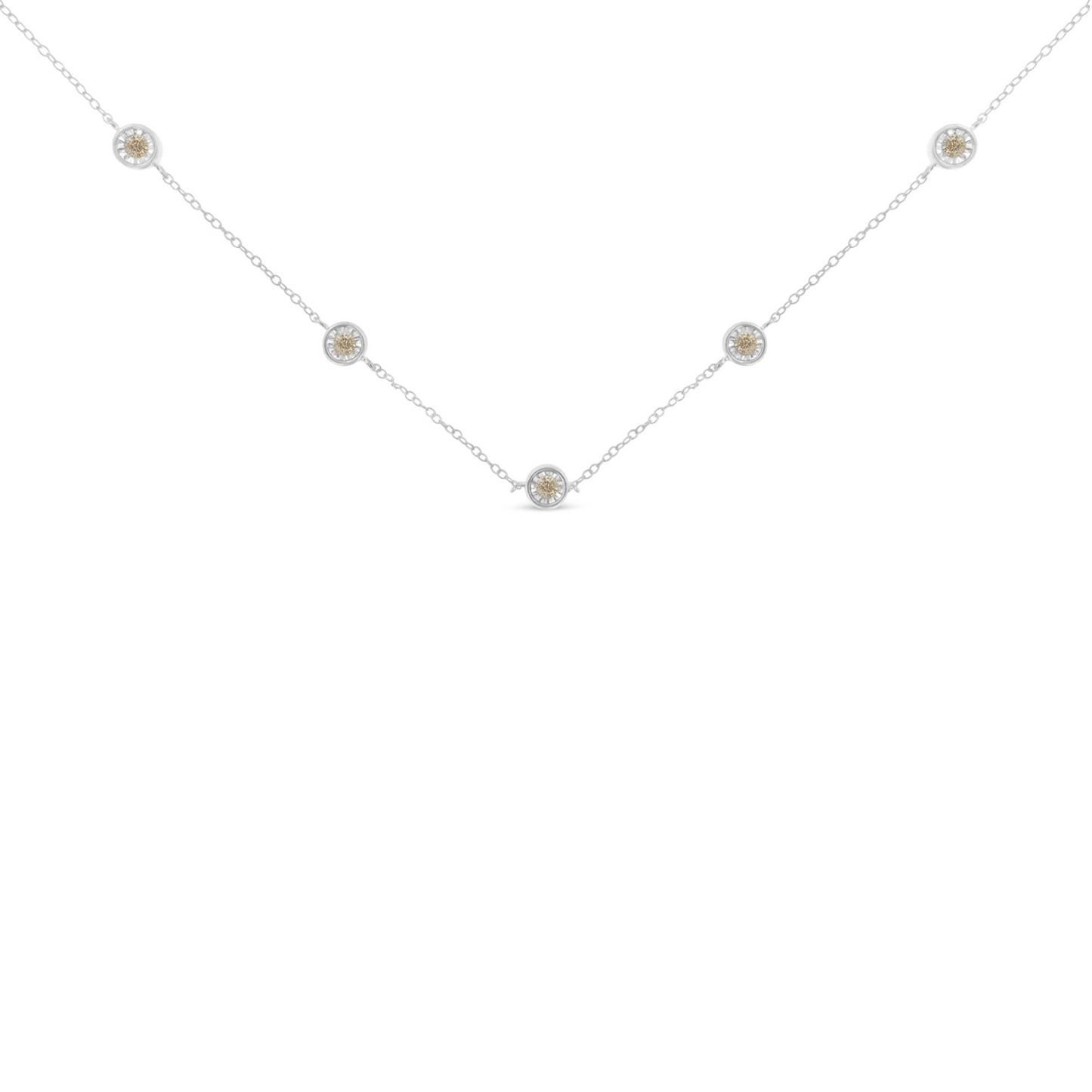 Sterling Silver Diamond Station Necklace (1/2 cttw, I-J Color, I1-I2 Clarity)