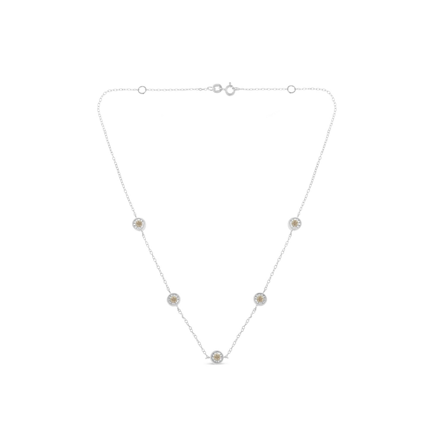 Sterling Silver Diamond Station Necklace (1/2 cttw, I-J Color, I1-I2 Clarity)