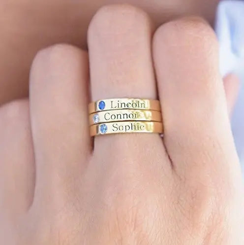 S925 ring lettering couple personalized name customization