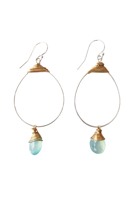 Small Featherweight Earrings with Chalcedony Drop