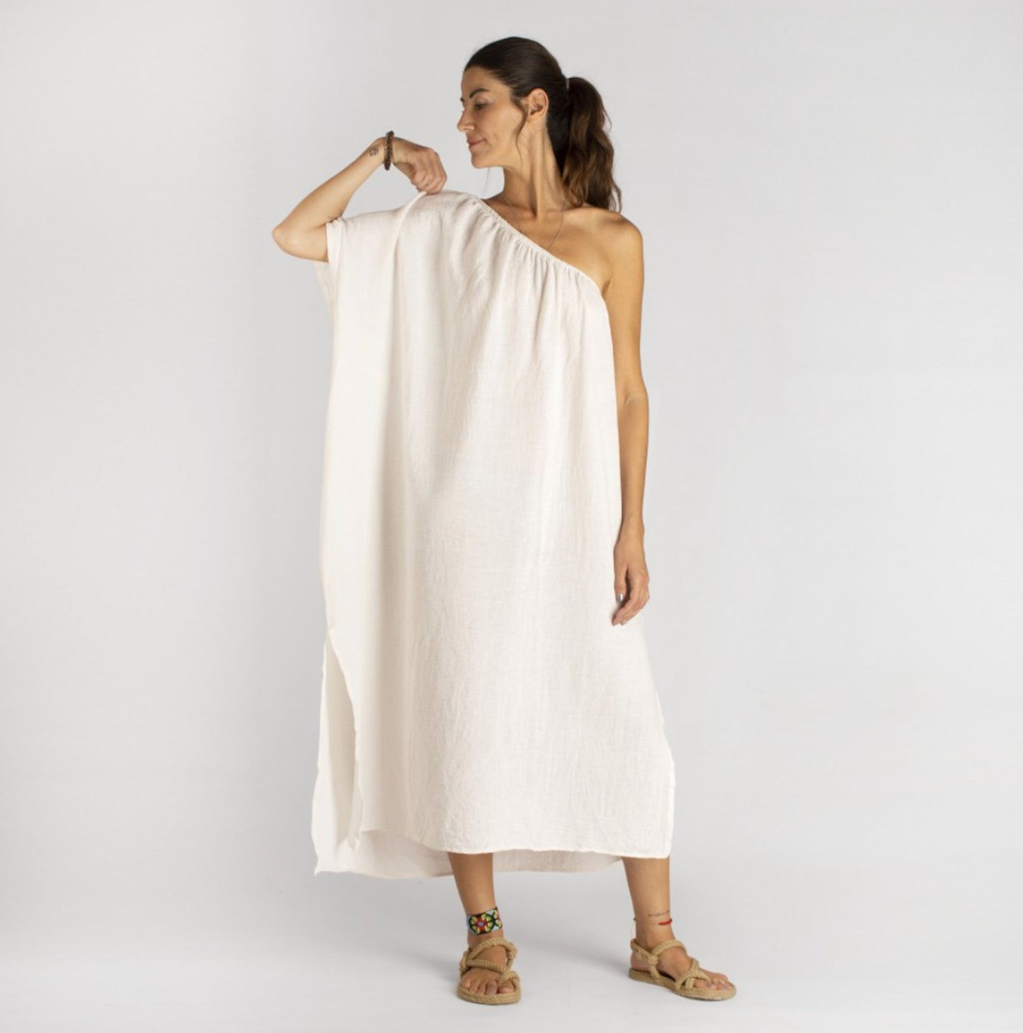 Sile One-Shoulder Dress - Off White