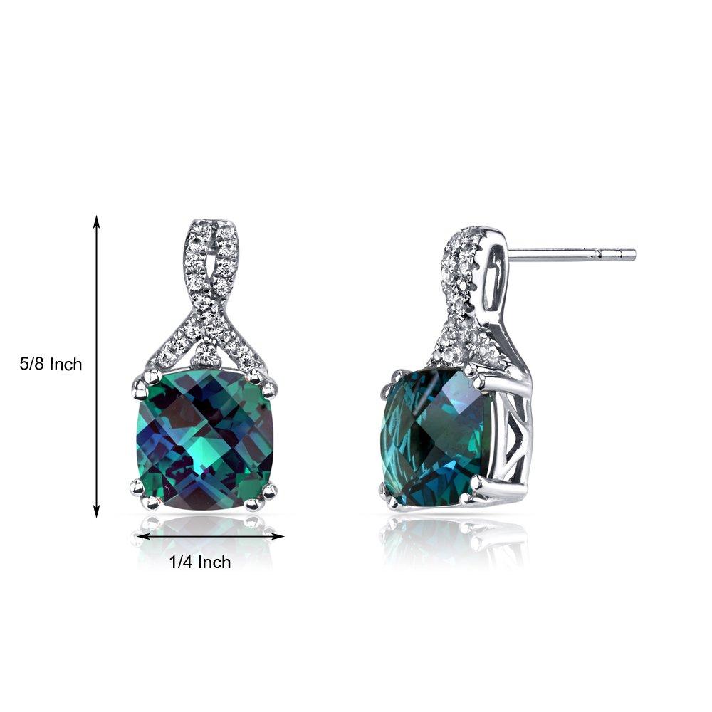 2.00 CT Cushion Cut Amazonite Blue Stud Earring in 18K White Gold Plated Elsy Style Earring