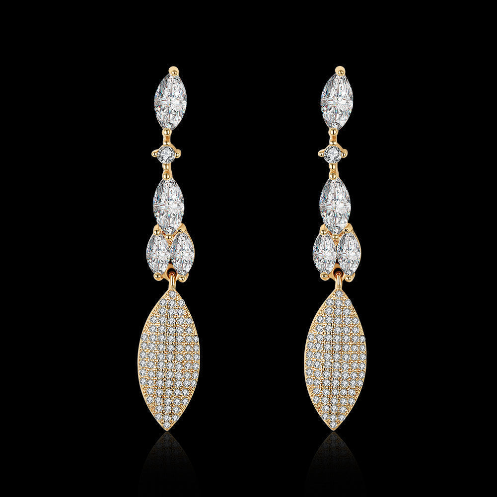 2.00 Ct Pear Cut Marquise Drop Earring in 18K Gold Plated with  Crystals Elsy Style Earring