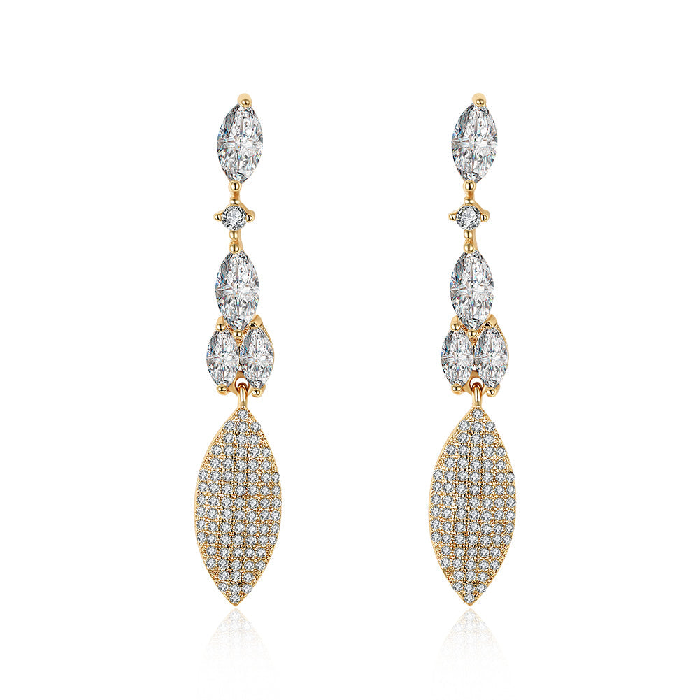 2.00 Ct Pear Cut Marquise Drop Earring in 18K Gold Plated with  Crystals Elsy Style Earring