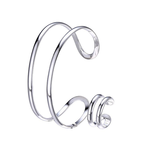2 Piece Bangle & Ring 18K White Gold Plated Set in 18K White Gold Plated ITALY Design Elsy Style Set