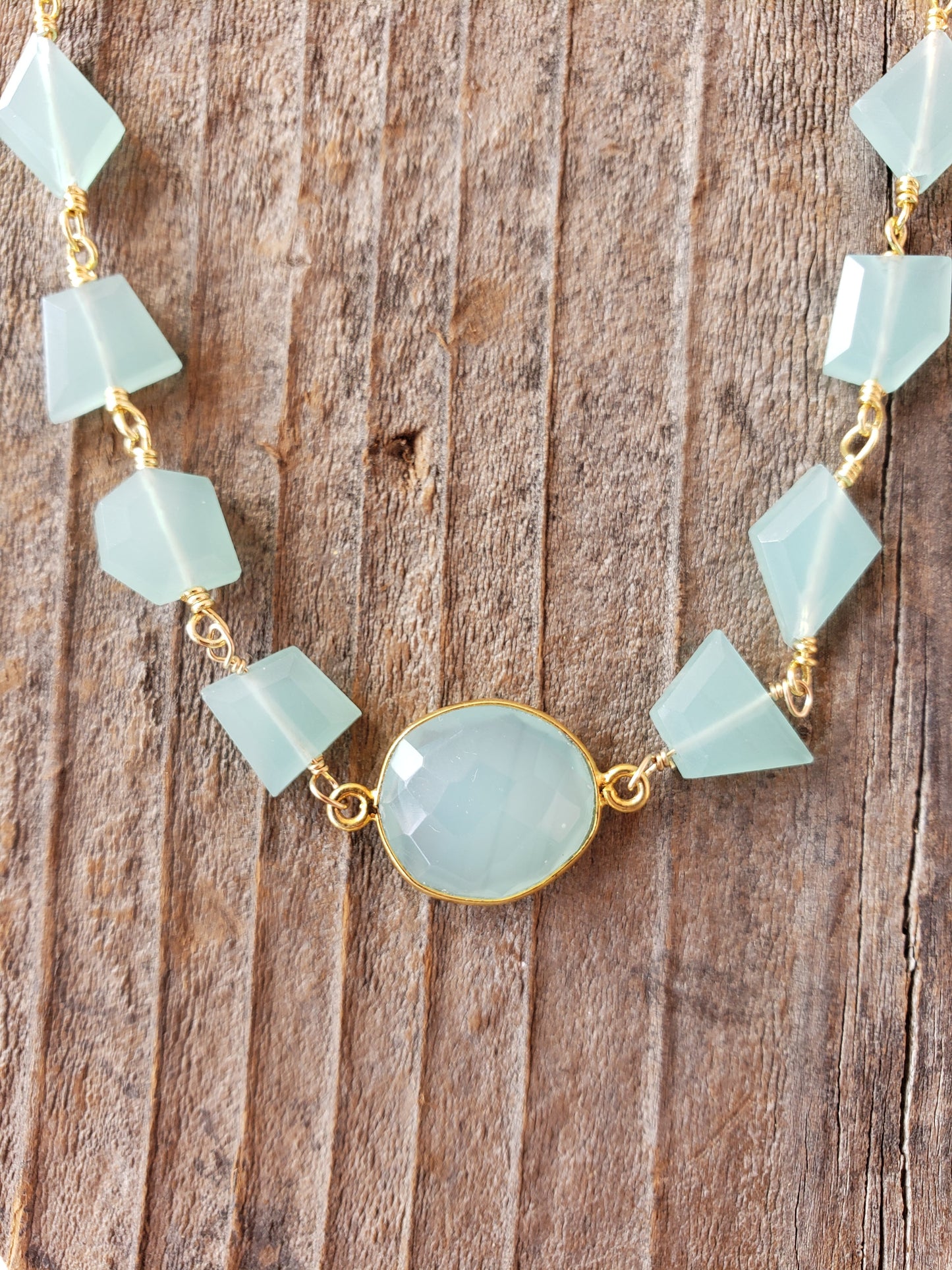Hana Wrap Bracelet/Necklace in Chalcedony - Chunky Stone