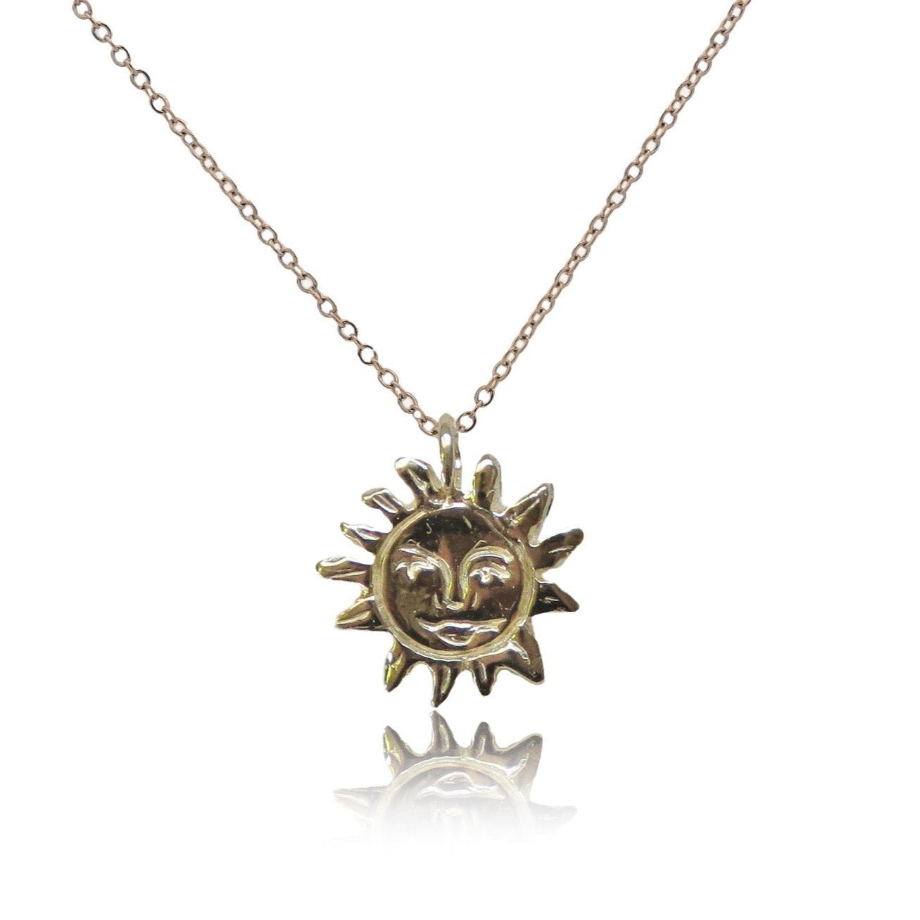 Golden Sun Charm Talisman Necklace - Brass