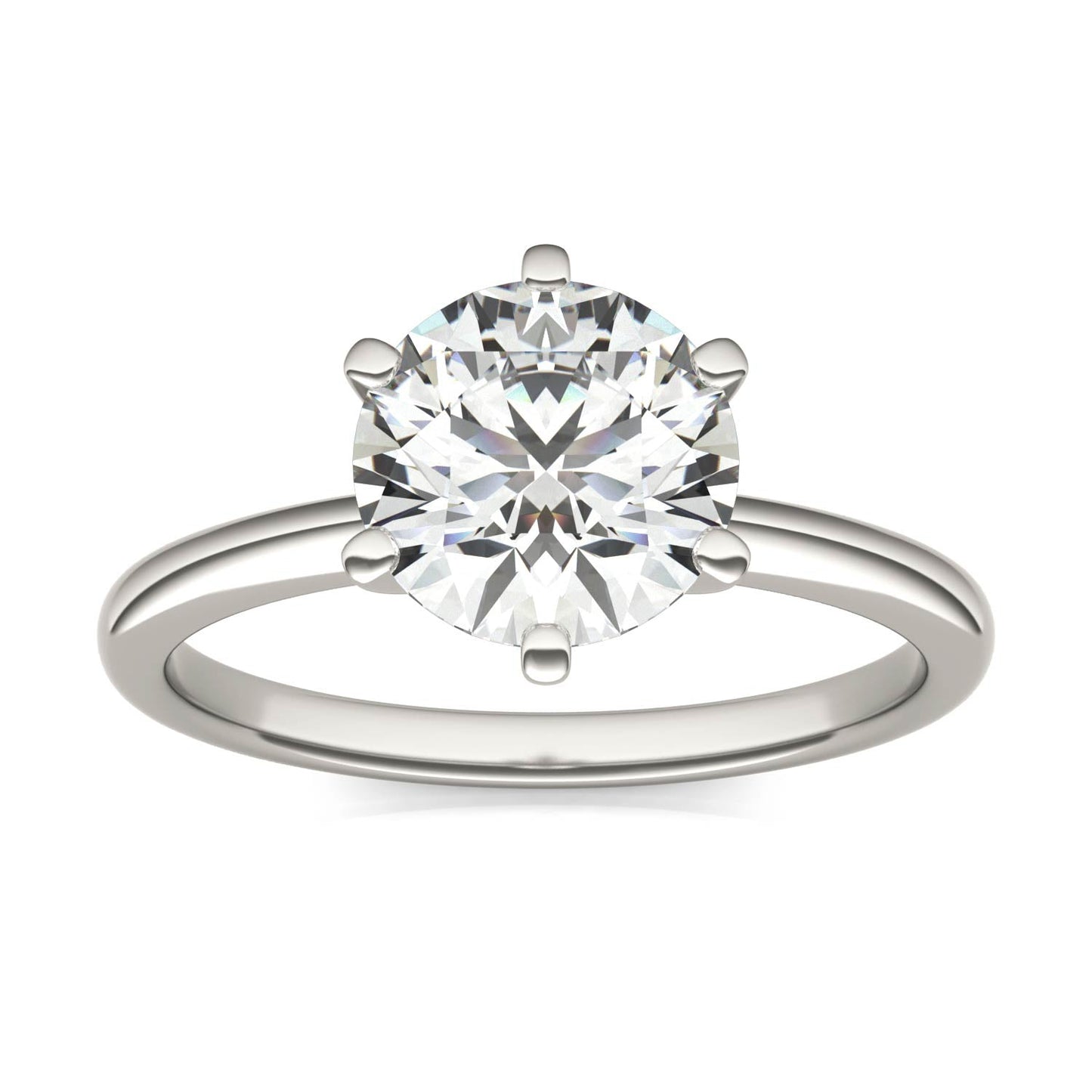 2 CTW Round Lab Grown Diamond Six Prong Solitaire Engagement Ring - G-VS Clarity, AGI Certified, 14K White Gold