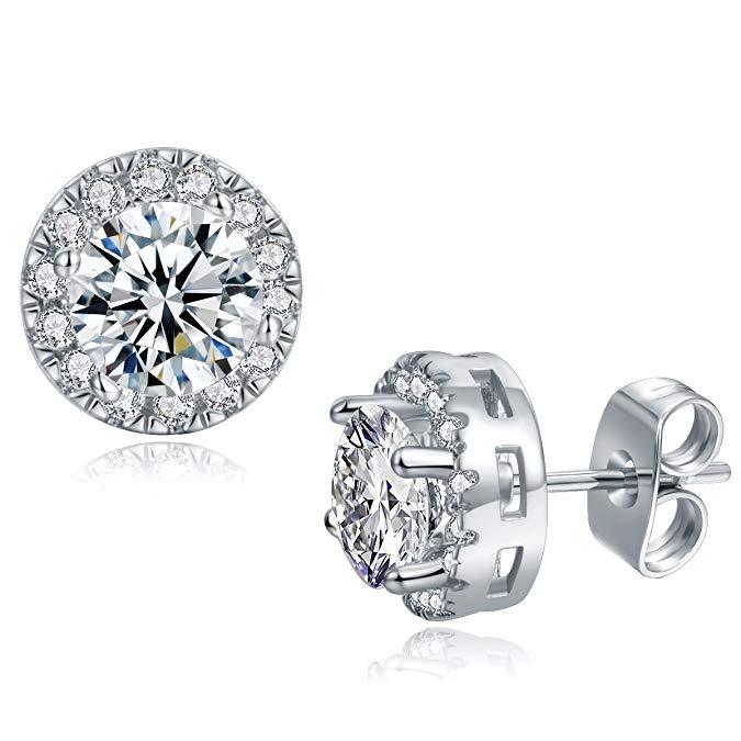 3.44 CTTW Halo Stud Earrings with  Elements Elsy Style Earring