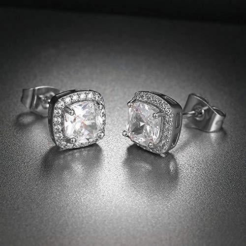 3.50 CTTW Cushion Cut Cubic Zirconia Sterling Silver Studs Elsy Style Earring