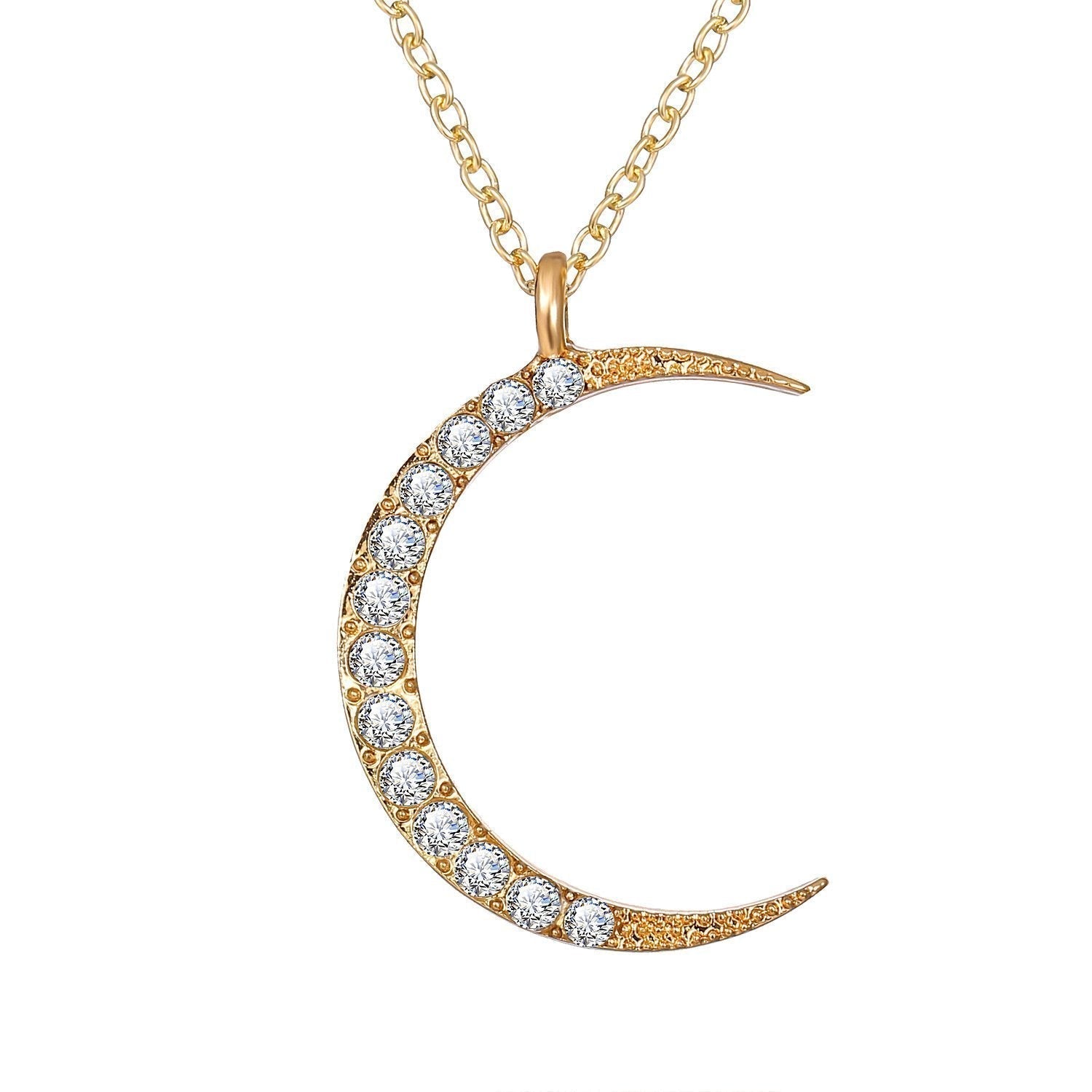 3 Piece Celestial Pave Necklace With  Crystals 18K Gold Plated Necklace ITALY Design Elsy Style Necklace