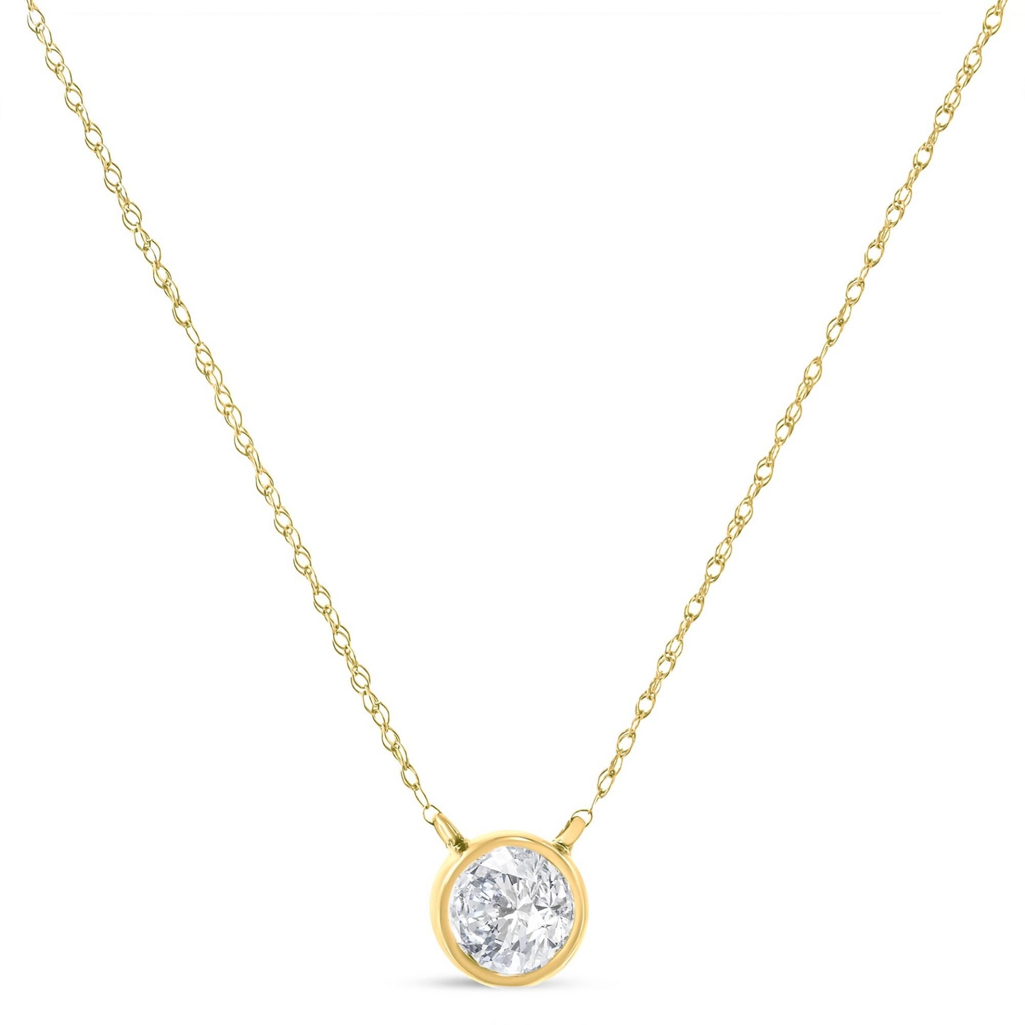.925 Sterling Silver Round-Cut Diamond Bezel 18" Pendant Necklace (J-K Color, I1-I2 Clarity)