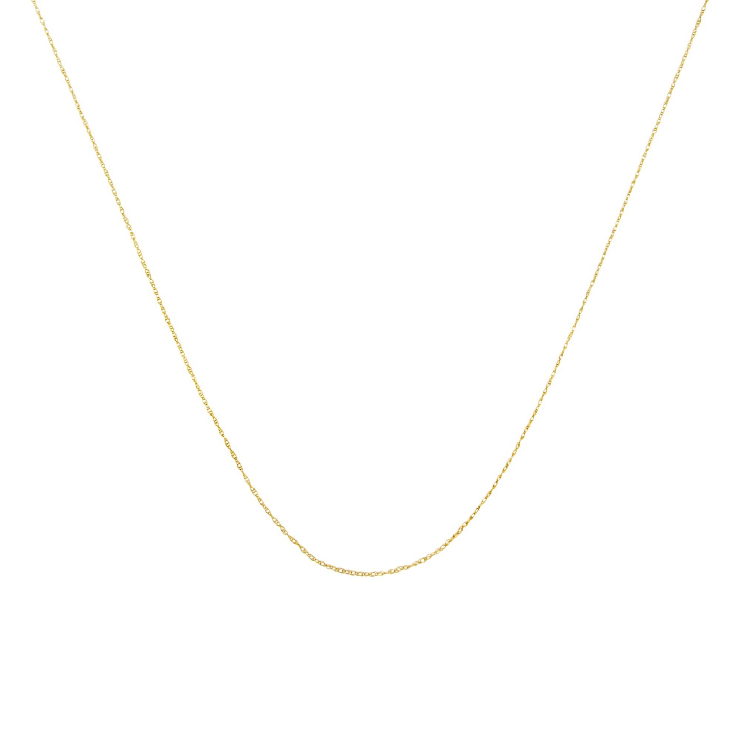 10K Gold 0.5 mm Slender & Dainty Fine Rope Chain Necklace