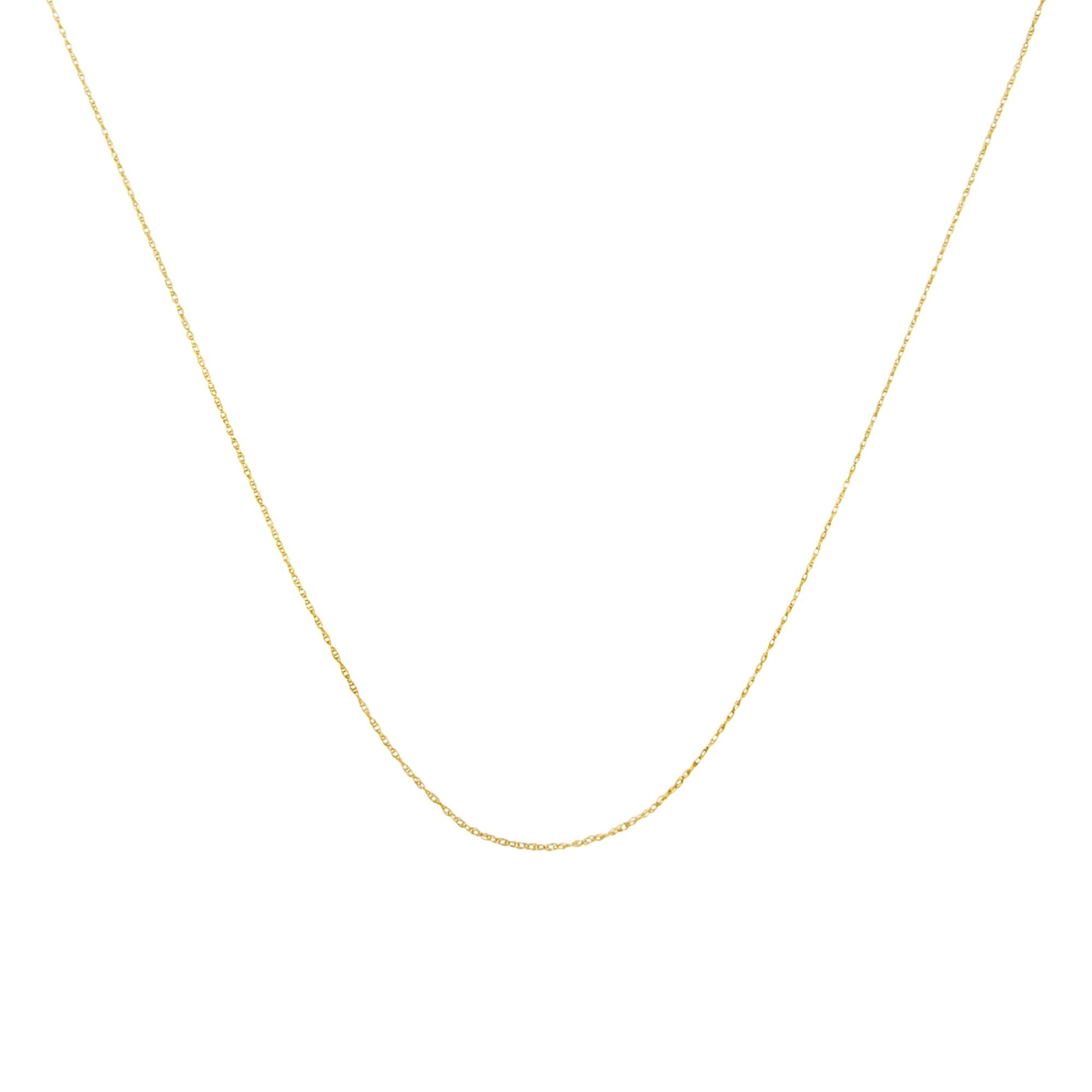 10K Gold 0.5 mm Slender & Dainty Fine Rope Chain Necklace
