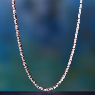 3mm Tennis Necklace with  Crystals in 18K Rose Gold Plated Elsy Style Necklace