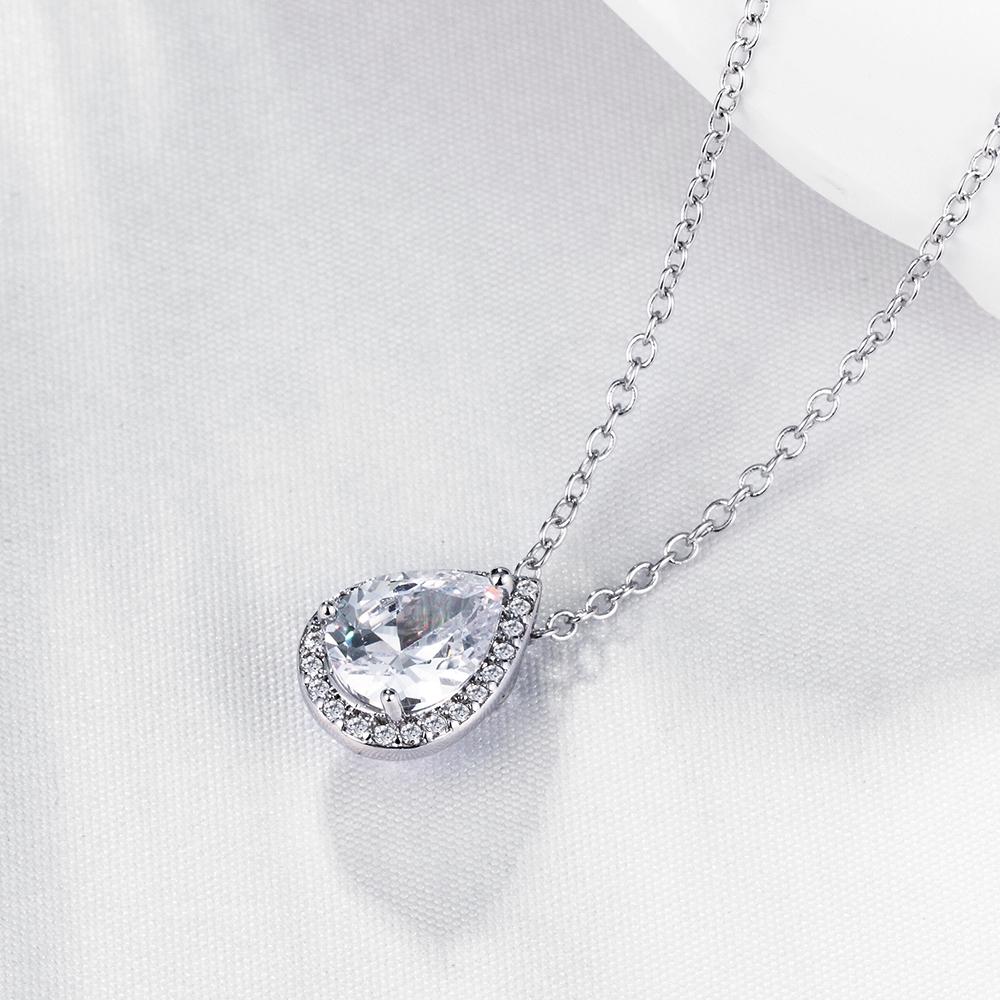 5.00 CT Teardrop Pave Necklace in 18K White Gold Plated Elsy Style Necklace