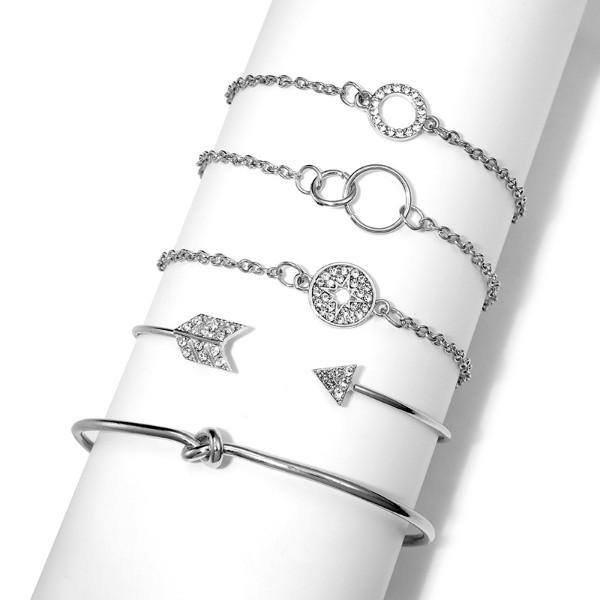5 Piece Pav'e Loveknot Bracelet Silver Set Elsy Style Bracelet