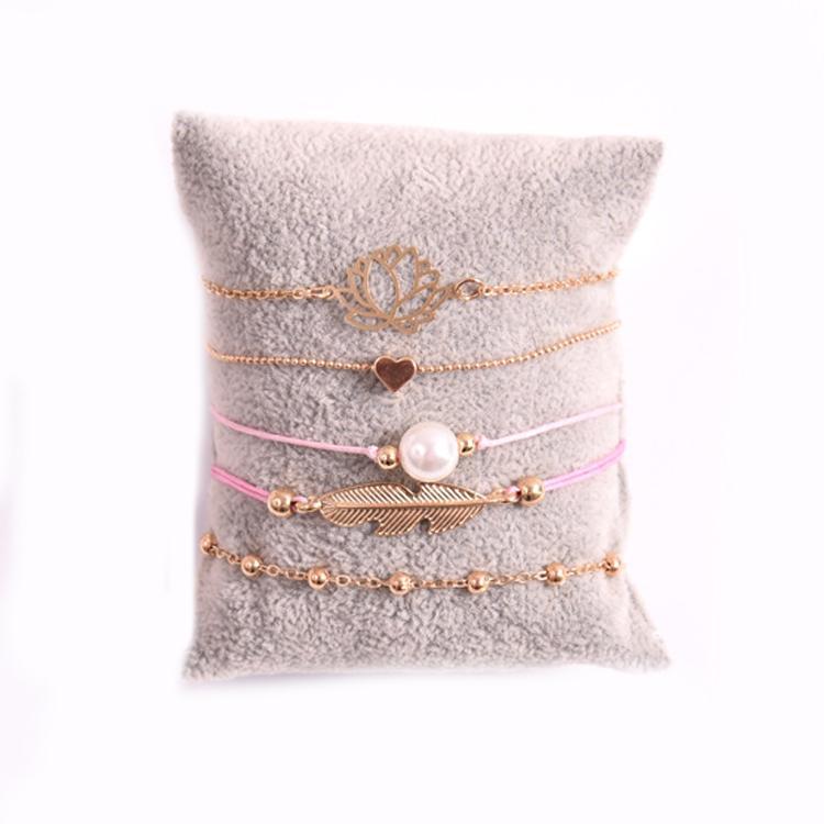 5 Piece Pink Pearl Bracelet Set 18K Gold Plated Bracelet ITALY Design Elsy Style Bracelet