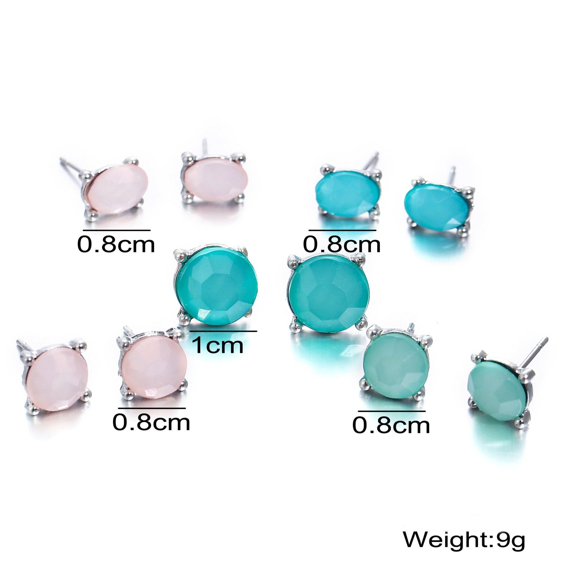 5 Piece Stud Earring 18K White Gold Plated Earring in 18K White Gold Plated ITALY Design Elsy Style Earring