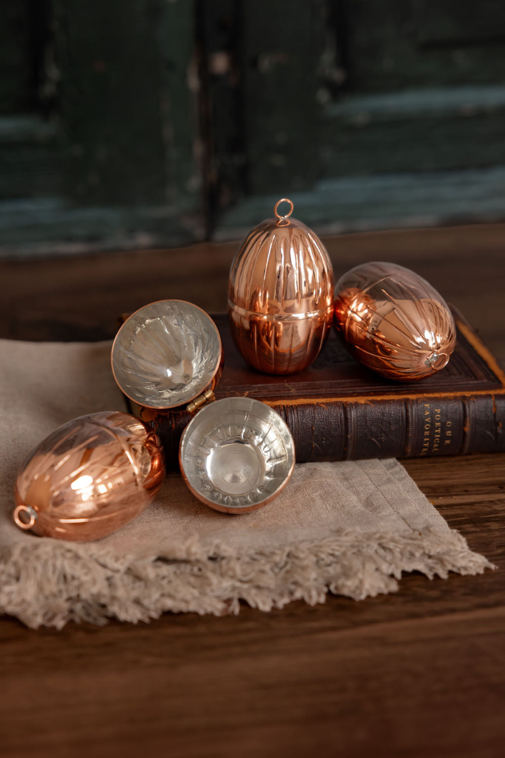 CMK Vintage Inspired Copper Handmade Egg Ornaments (Set of 2 or 4)