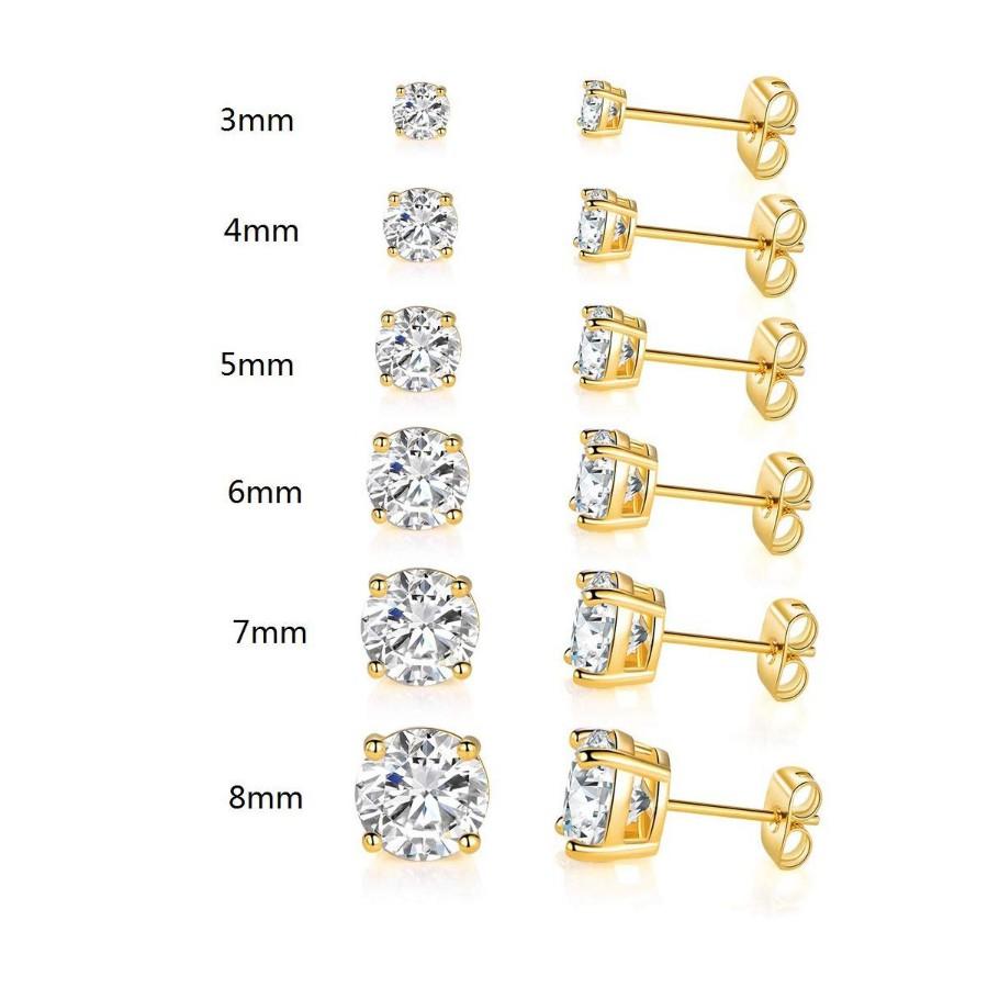 6 Piece Graduating Classic  Elements Studs in 14K Gold Plated Elsy Style Earring