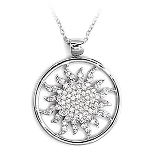 6X324 - High-Polished 925 Sterling Silver Chain Pendant with AAA Grade CZ  in Clear Elsy Style Chain Pendant