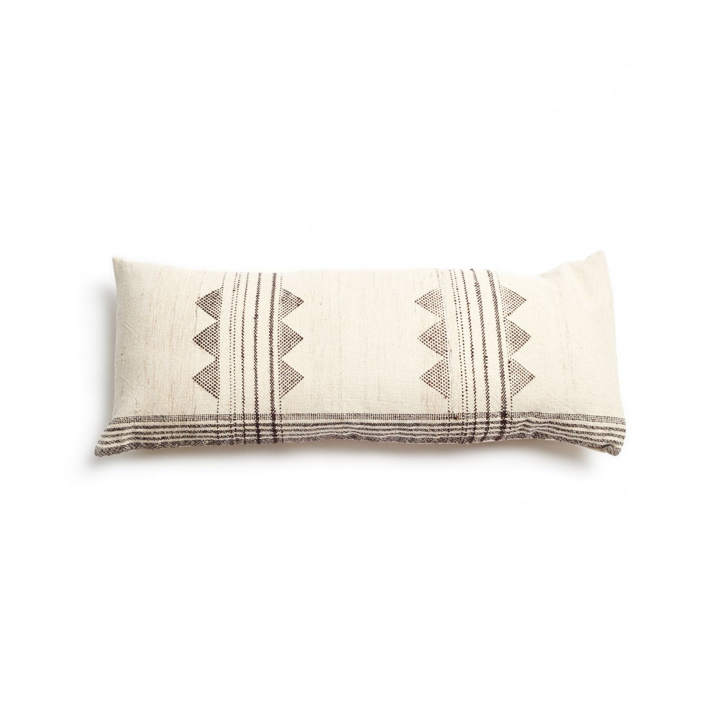 Kora White And Black Large Artisanal Handwoven Lumbar Pillow
