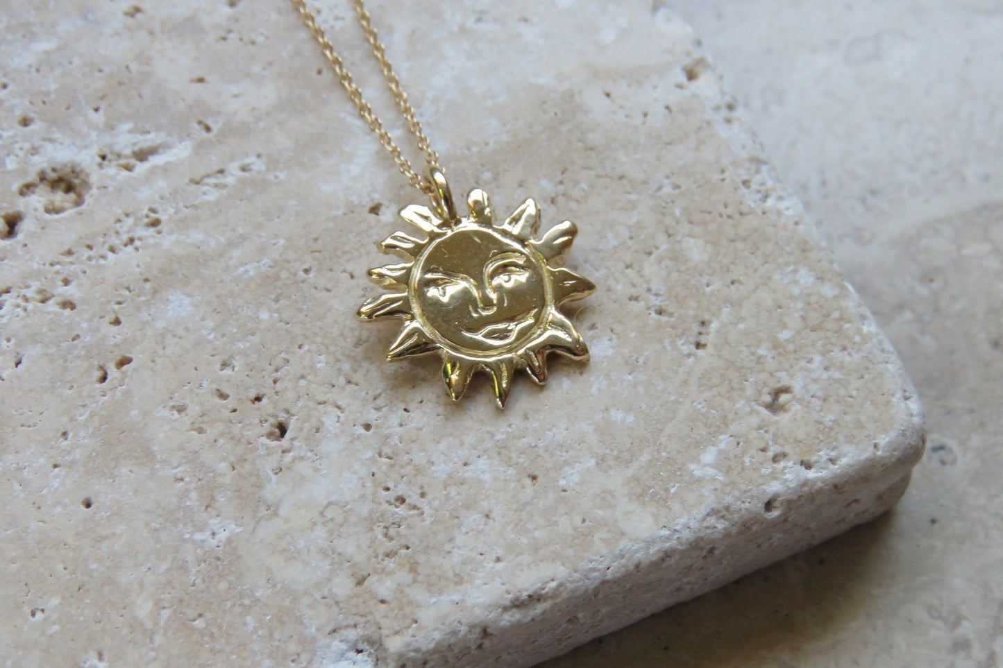 Golden Sun Charm Talisman Necklace - Brass