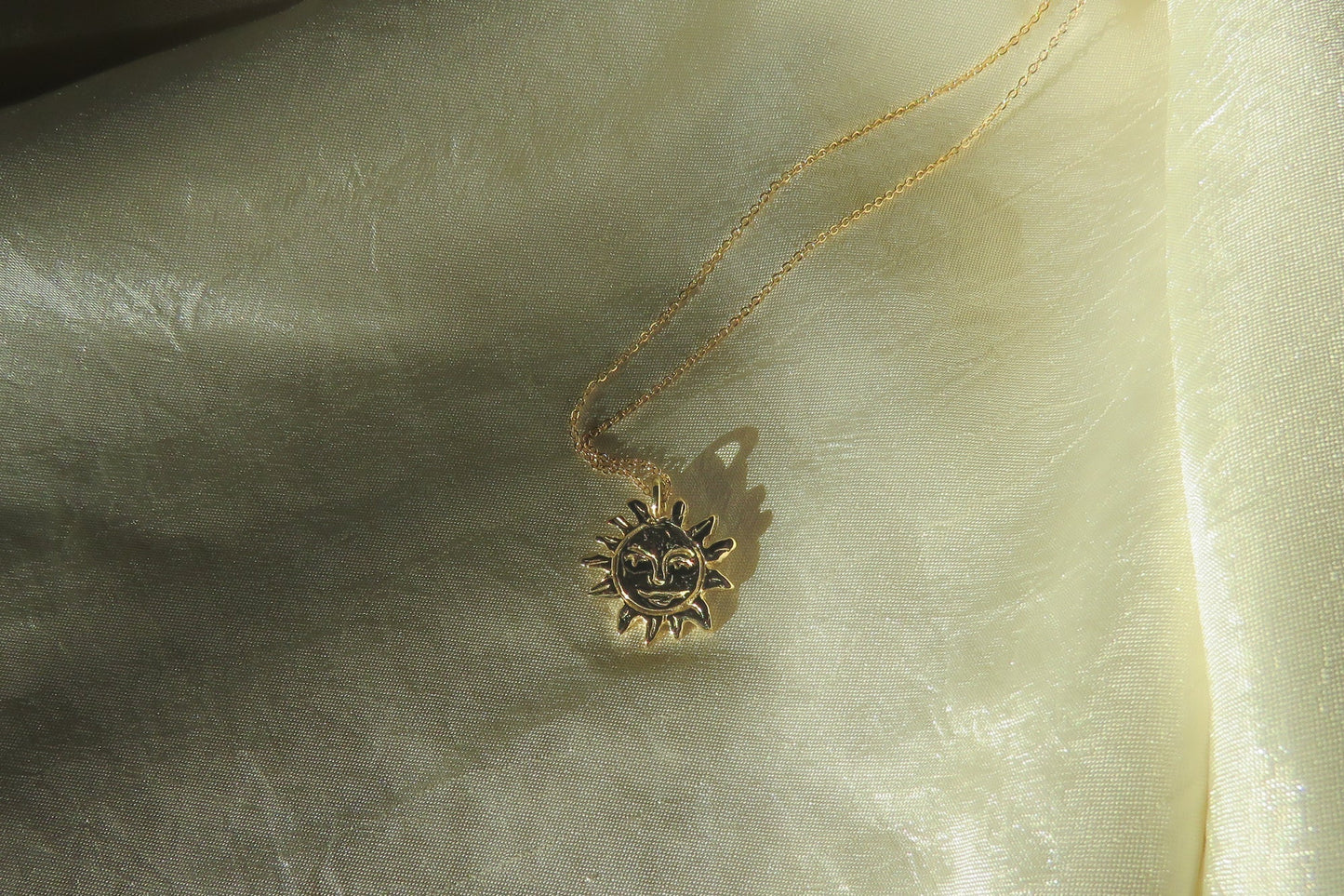 Golden Sun Charm Talisman Necklace - Brass