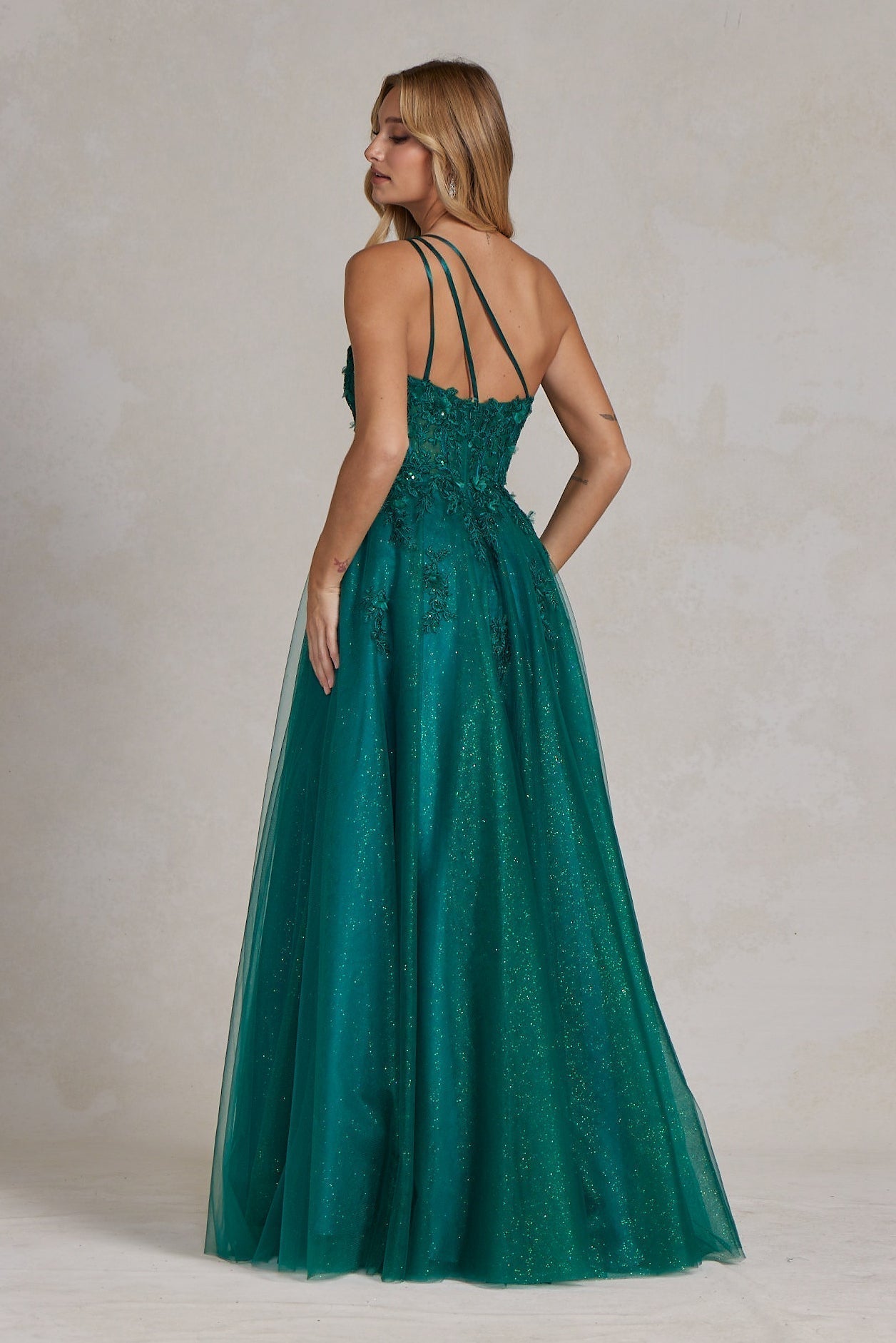 A-Line Embroidered Bodice Halter Open Back Long Prom Dress NXT1143 Elsy Style Prom Dress