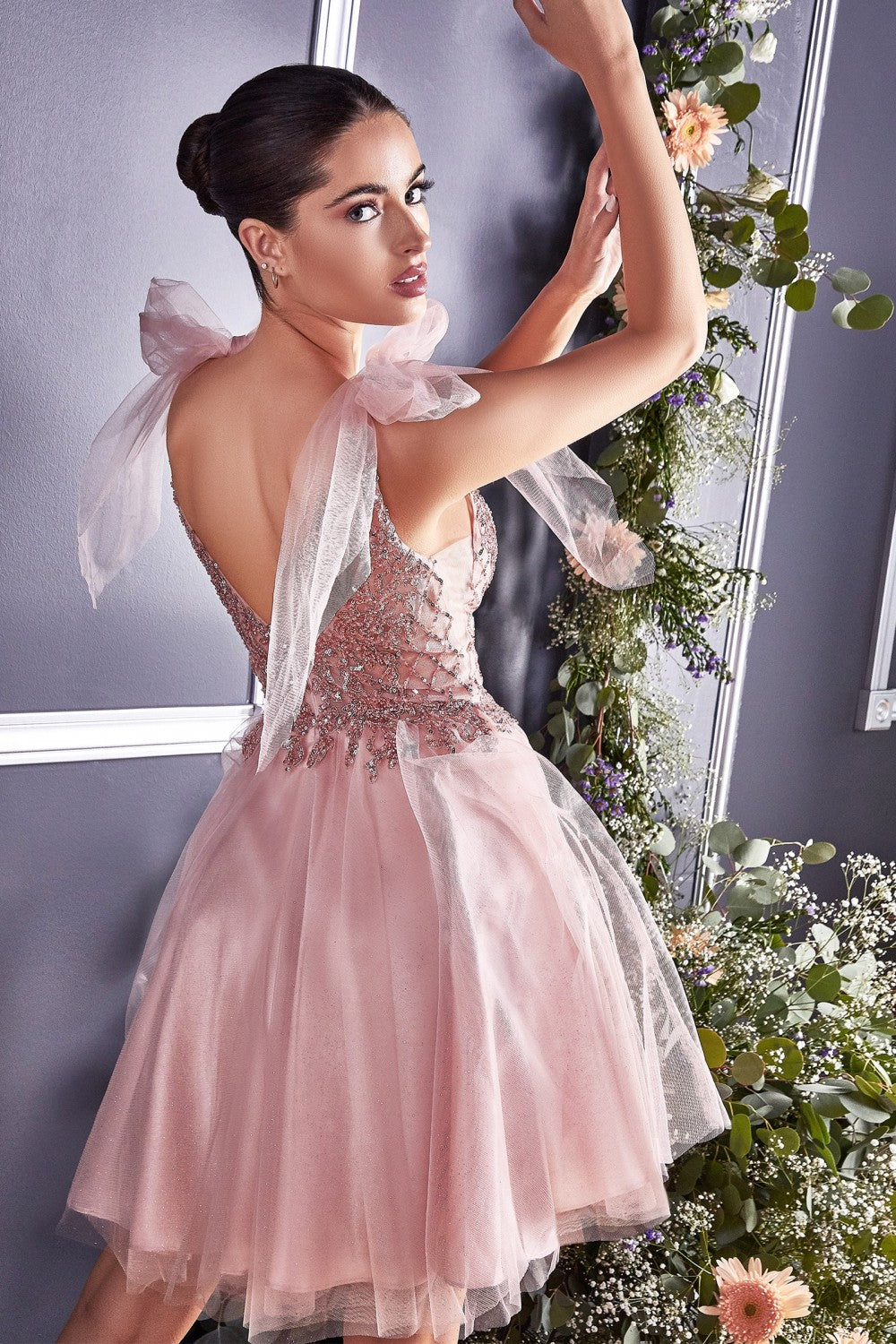 A-Line Mini Cocktail Dress Deep illusion V-neckline Bodice Sequin Embellished Corset Pretty Prom & Bridesmiad Gown CDCD0174 Elsy Style Cocktail Dress