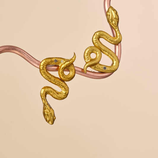 SNAKE EARRINGS, GOLD OR SILVER SAPPHIRE - BEATRIX OST COLLABORATION