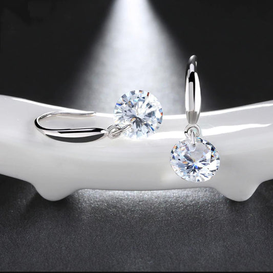 Austrian Crystal Drill Drop Earring in 18K White Gold Plated ITALY Design Elsy Style Earring