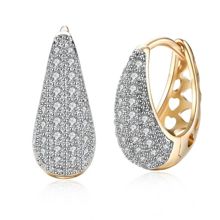 Austrian Crystal Micro-Pav'e Pear Shaped Teardrop Huggies Set in 18K Gold - 3 Finishes ITALY Design Elsy Style Earring